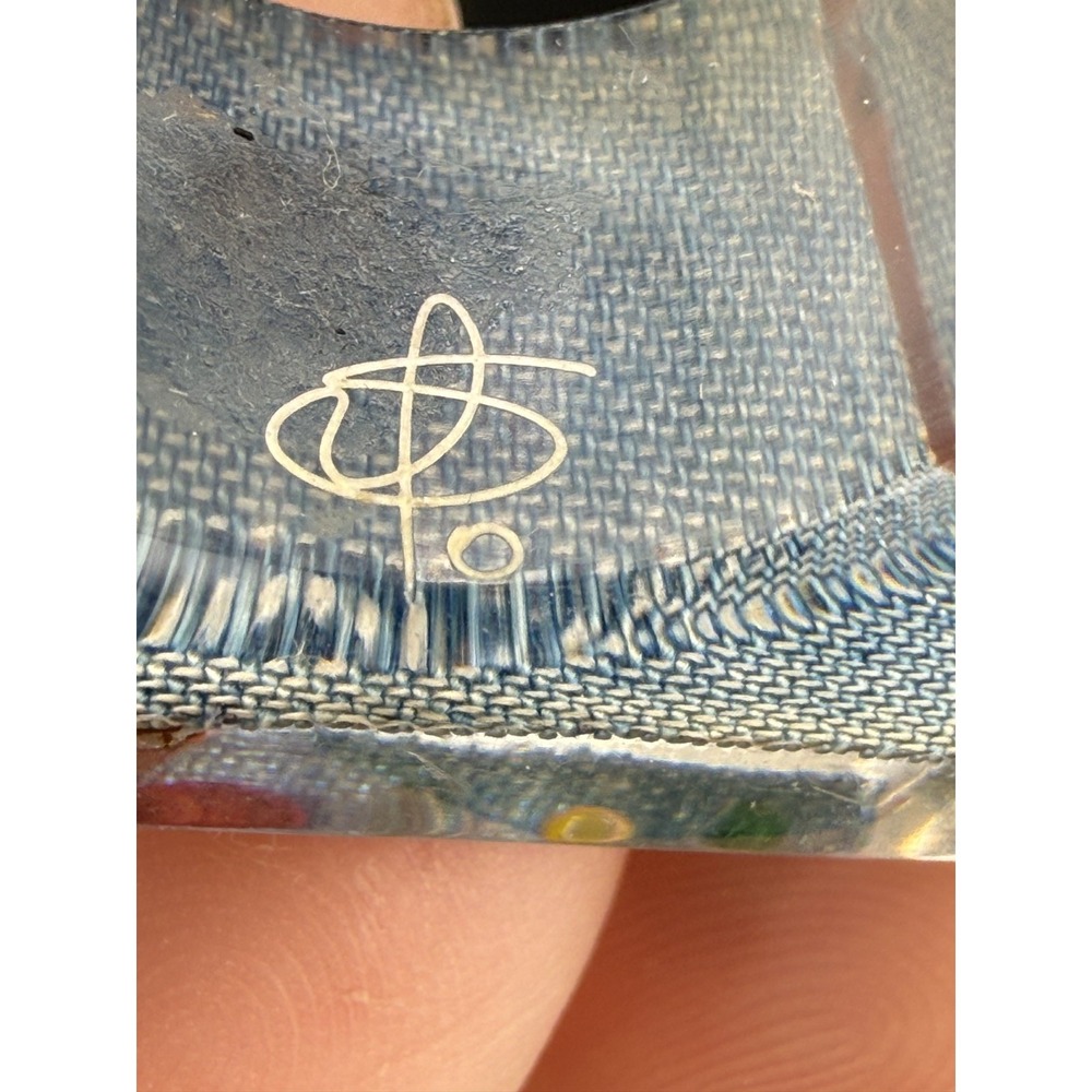 Vintage Lucite Ring Chunky Denim Mod MCM Signed 7" - Picture 6 of 11